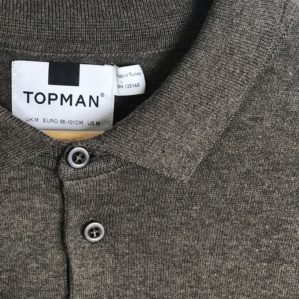 Topman olive green LS polo